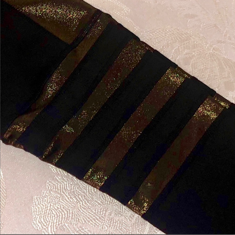 BSP•BETTER SPORTS GOLD METALLIC /BLACK LEGGINGS - Picture 2 of 8